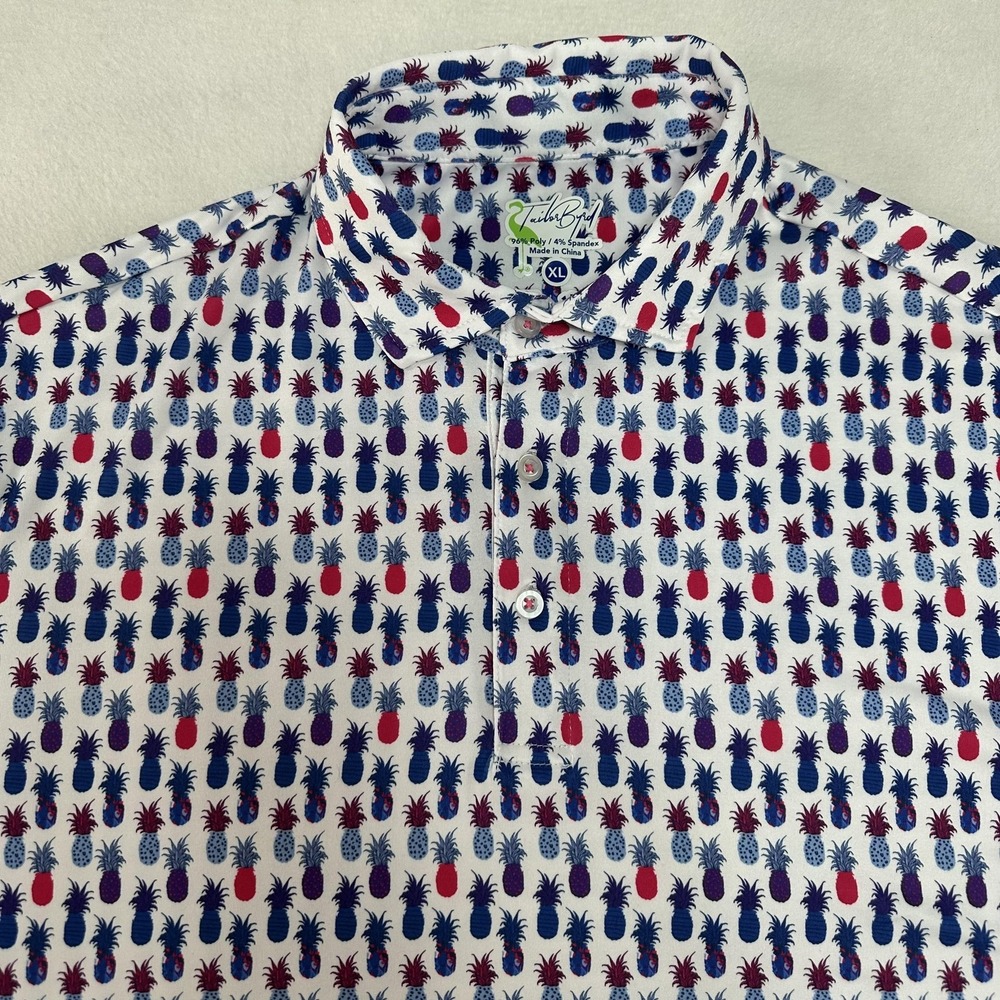 TailorByrd Polo Shirt Mens‎ XL Pineapple Print Golf Performance Moisture Wicking